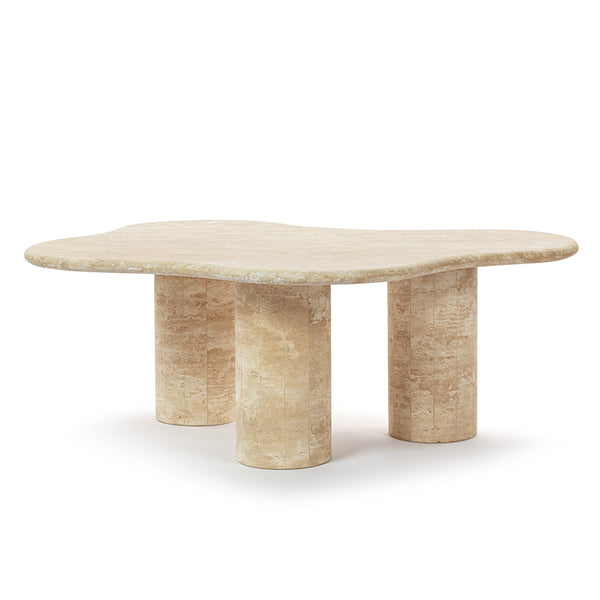 Elyse Freeform Stone Coffee Table with Tri Cylinder Base