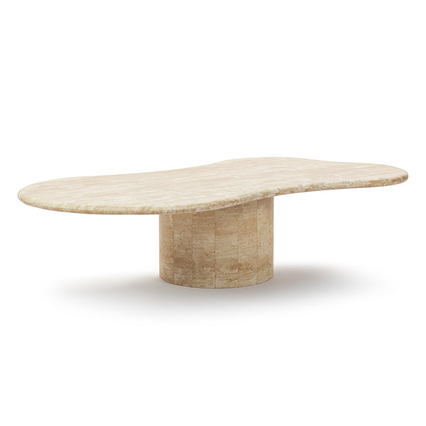 Elyse Freeform Stone Coffee Table with Cylinder Pedestal Base