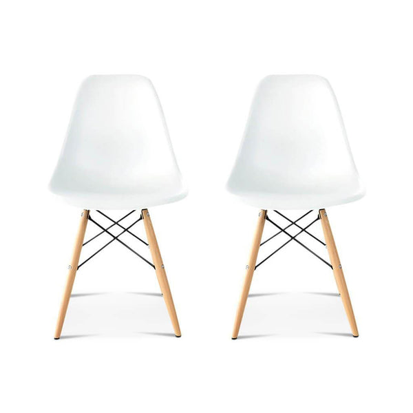 Set of Two DSW Molded Plastic Side Chairs Wooden Dowel Base