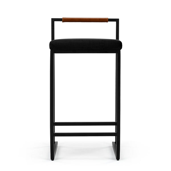 Finley Modern Minimalist Low Back Upholstered Velvet Metal Frame Counter Stool