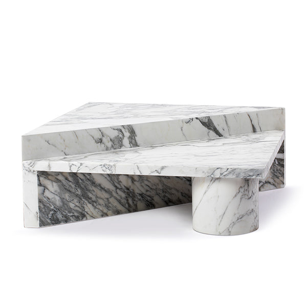 Vito Two Piece Triangle Arabescato Marble Coffee Table