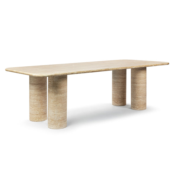 Alfio Rectangle Travertine Dining Table with Cylinder Legs