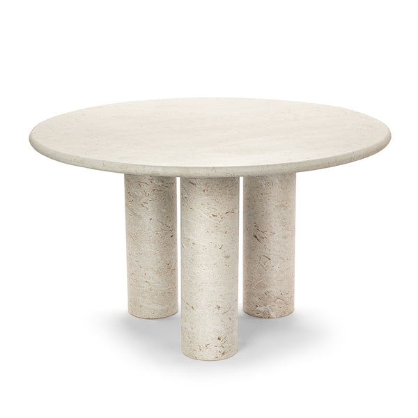 Terzo Round Marble Dining Table with Tri Cylinder Base