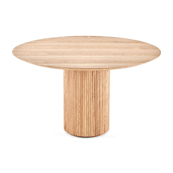 Piper Fluted Natural Wood Round Dining Table