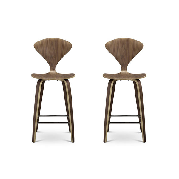 Set of Two Norman Counter Stools American Walnut Veneer