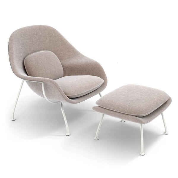 Womb Chair & Ottoman - White Powder-Coated Steel Legs